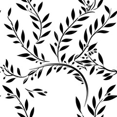 Detailed monochromatic illustration of a tree branch. Ideal for nature-themed designs - obrazy, fototapety, plakaty