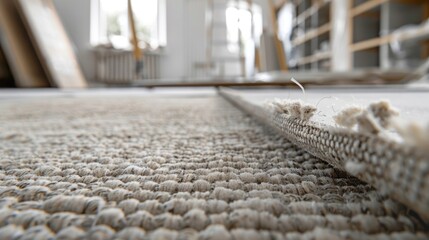 Detailed view of a rug on the floor, suitable for home decor websites