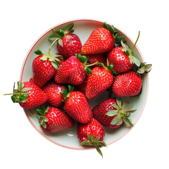 Sweet strawberries, a staple fruit, showcased on a transparent background