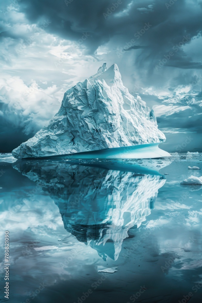 Poster iceberg floating in the ocean, suitable for environmental themes