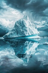 Iceberg floating in the ocean, suitable for environmental themes