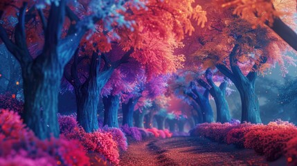 A serene pathway winding through a vibrant forest. Perfect for nature-themed designs