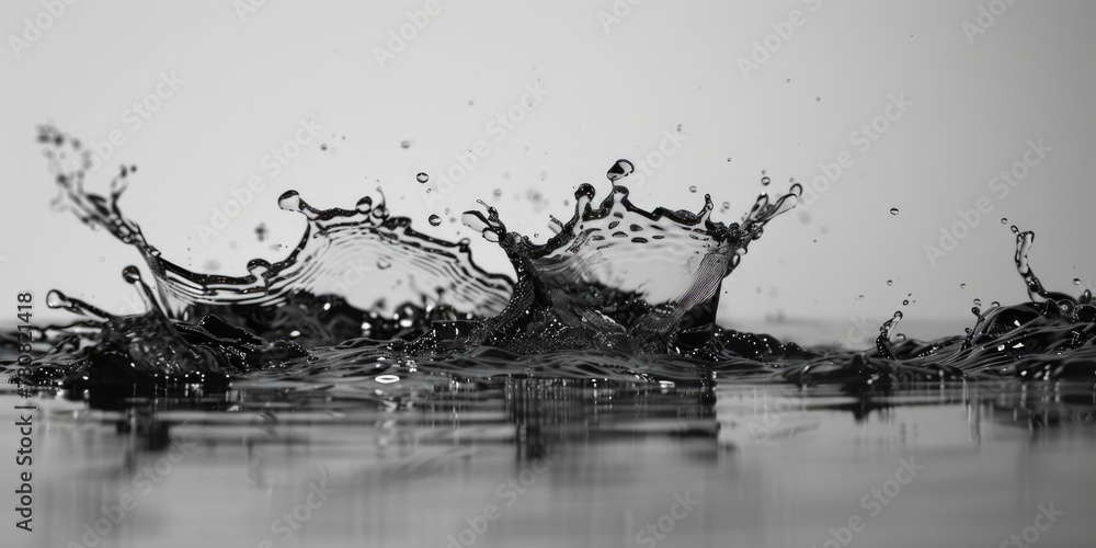 Poster high contrast black and white image of a water splash. suitable for various design projects