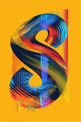 Vibrant and artistic letter S made of multicolored brush strokes. Great for graphic design projects