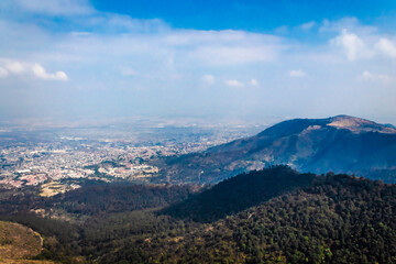 Mountains surrounded by city, Sierra de Guadalupe in the state of Mexico