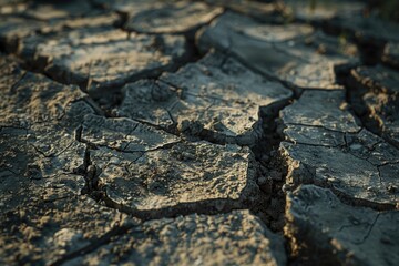 Detailed view of a crack in the ground, ideal for illustrating geological concepts