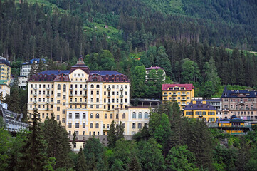 Old buildings in the forest on the mountain Bad Gastein summer season