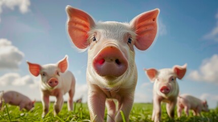 A Group of Inquisitive Piglets