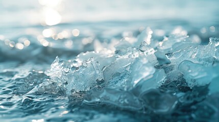 Close-up shot of ice on a body of water. Perfect for winter-themed designs
