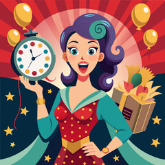surprised-comic-woman-with-clock--party-invitation