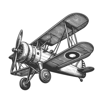 vintage biplane black and white clip art preview