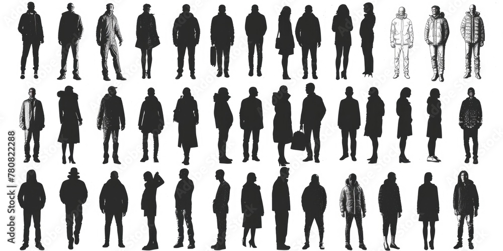 Poster a group of people standing side by side. suitable for team, unity, and diversity concepts