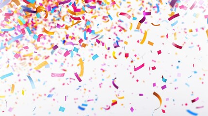Colorful confetti on a plain white background, perfect for celebrations and parties
