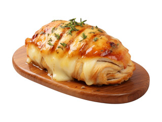 Cheese-Stuffed Chicken Breast isolated on transparent png background. Generative ai