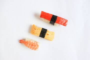 sushi on a white background