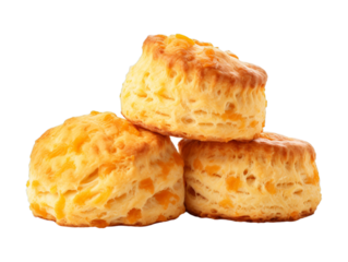Cheese Scones isolated on transparent png background. Generative ai