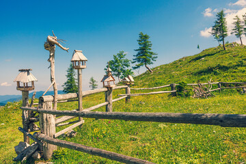 Old Wooden Fence and Meadows in Velika Planina, Slovenia - 780823275
