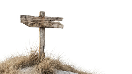 Wooden Sign on Grass Covered Hill