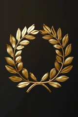 Elegant gold laurel wreath on a sleek black backdrop. Perfect for awards and achievements