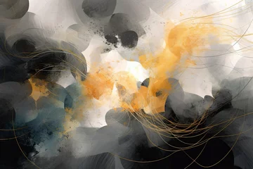 Poster Abstract Connectivity in Data Flow Image a colorful wallpaper illustrating in the style of painting, dark gray and gold, editorial illustrations, whimsical abstract landscapes © Pixel Alchemy