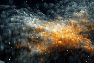 Abstract Connectivity in Data Flow Image a colorful wallpaper illustrating in the style of painting, dark gray and gold, editorial illustrations, whimsical abstract landscapes