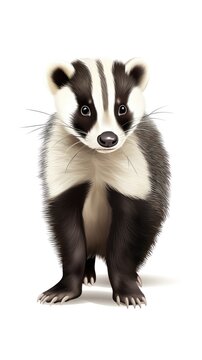 Caricature of a badger standing upright on a white background.