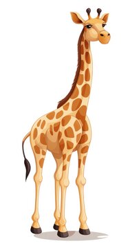 A cartoon giraffe standing with a white background and shadow beneath its feet.