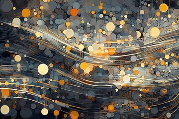 Abstract Connectivity in Data Flow Image a colorful wallpaper illustrating in the style of...