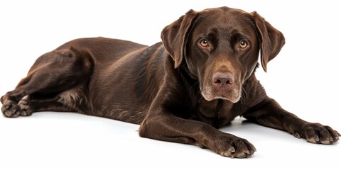 A brown dog resting on a white surface. Suitable for pet-related designs