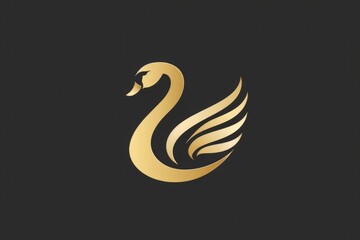 A golden swan logo displayed on a sleek black background. Ideal for branding and corporate identity