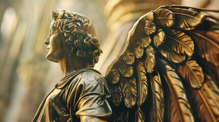 Close-up of an angel statue, suitable for religious or memorial concepts - obrazy, fototapety, plakaty