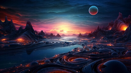 At the edge of universe. surreal mystical fantasy artwork