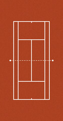 Illustration of a tennis court over maroon background