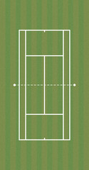 Illustration of a tennis court over green background