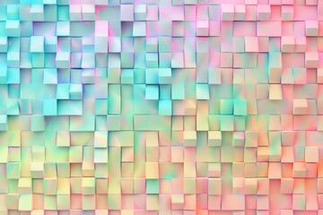 Abstract Holographic Geometric Squares Background with Pastel Colors