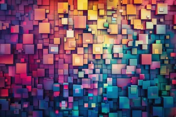 Abstract Colorful Squares Background with Vibrant Gradient Hues
