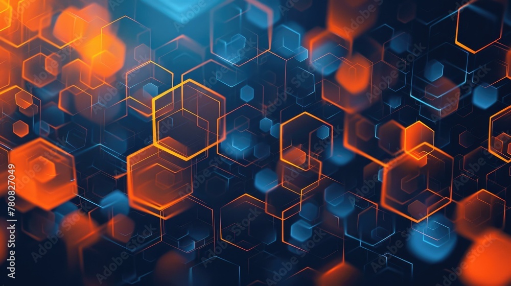 Fototapete abstract background with orange and blue hexagons. generative ai.