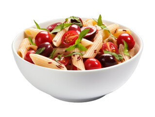 Cherry Pasta Salad isolated on transparent png background. Generative ai