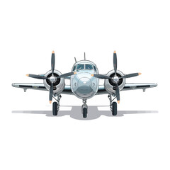 Fototapeta premium Front view of airplane isolated on white background vector illustration