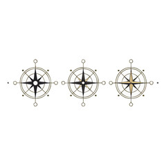 Compass | Minimalist and Simple set of 3 Line White background - Vector illustration