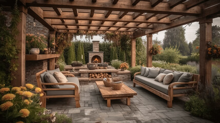 Beautiful outdoor living area with a pergola