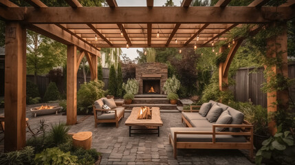 Beautiful outdoor living area with a pergola