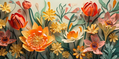 Beautiful floral paper cut wallpaper