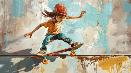 A boy wearing a red hat is performing a trick on a skateboard.