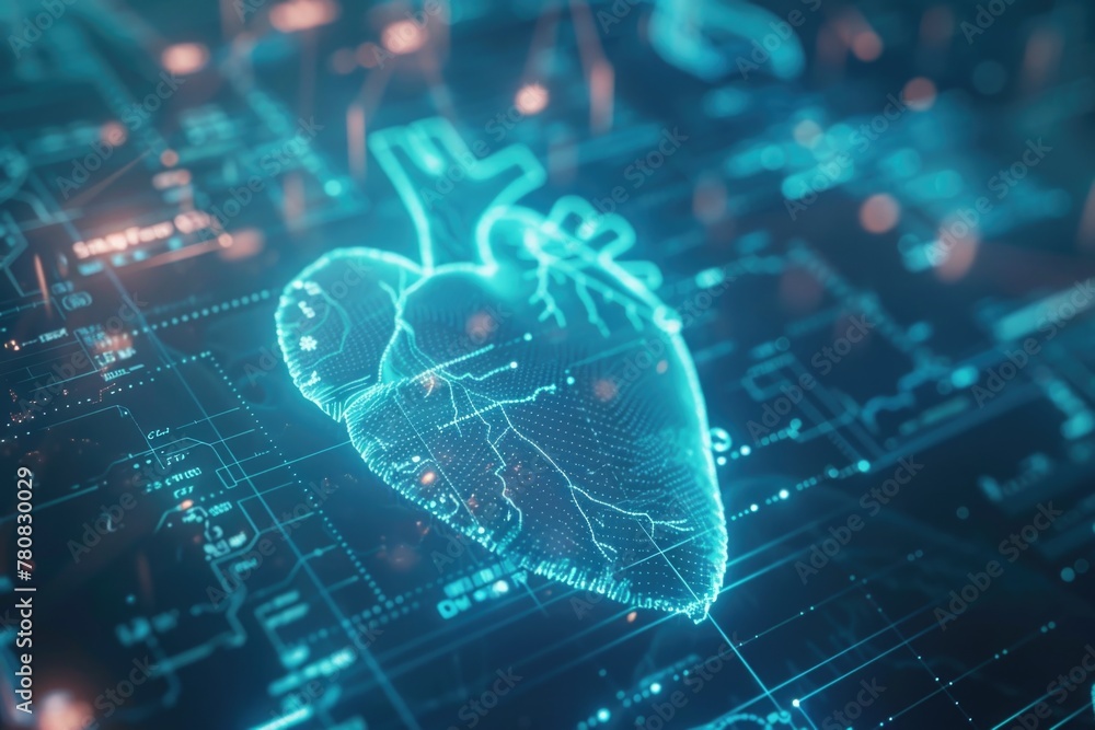 Leinwandbilder a heart-shaped digital graphic displayed on a computer monitor. suitable for technology concepts