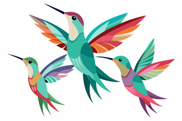 Dainty Hummingbirds vector illustration 