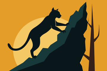 Climbing cat vector silhouette