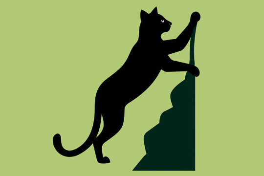 Climbing cat vector silhouette