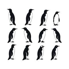 collection of penguin silhouette vector