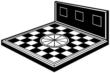 pizzeria-white-and-black-square-floor-vector--illustration - obrazy, fototapety, plakaty